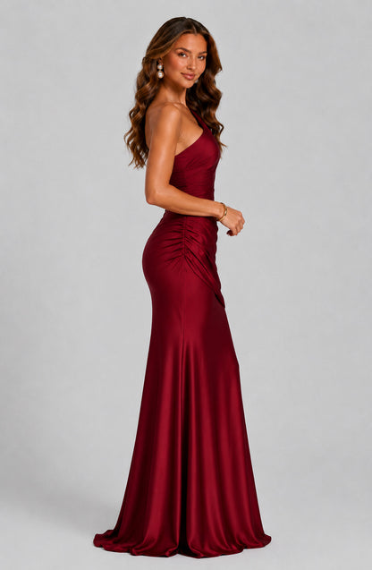 Satin One Shoulder Mermaid Maxi Dress