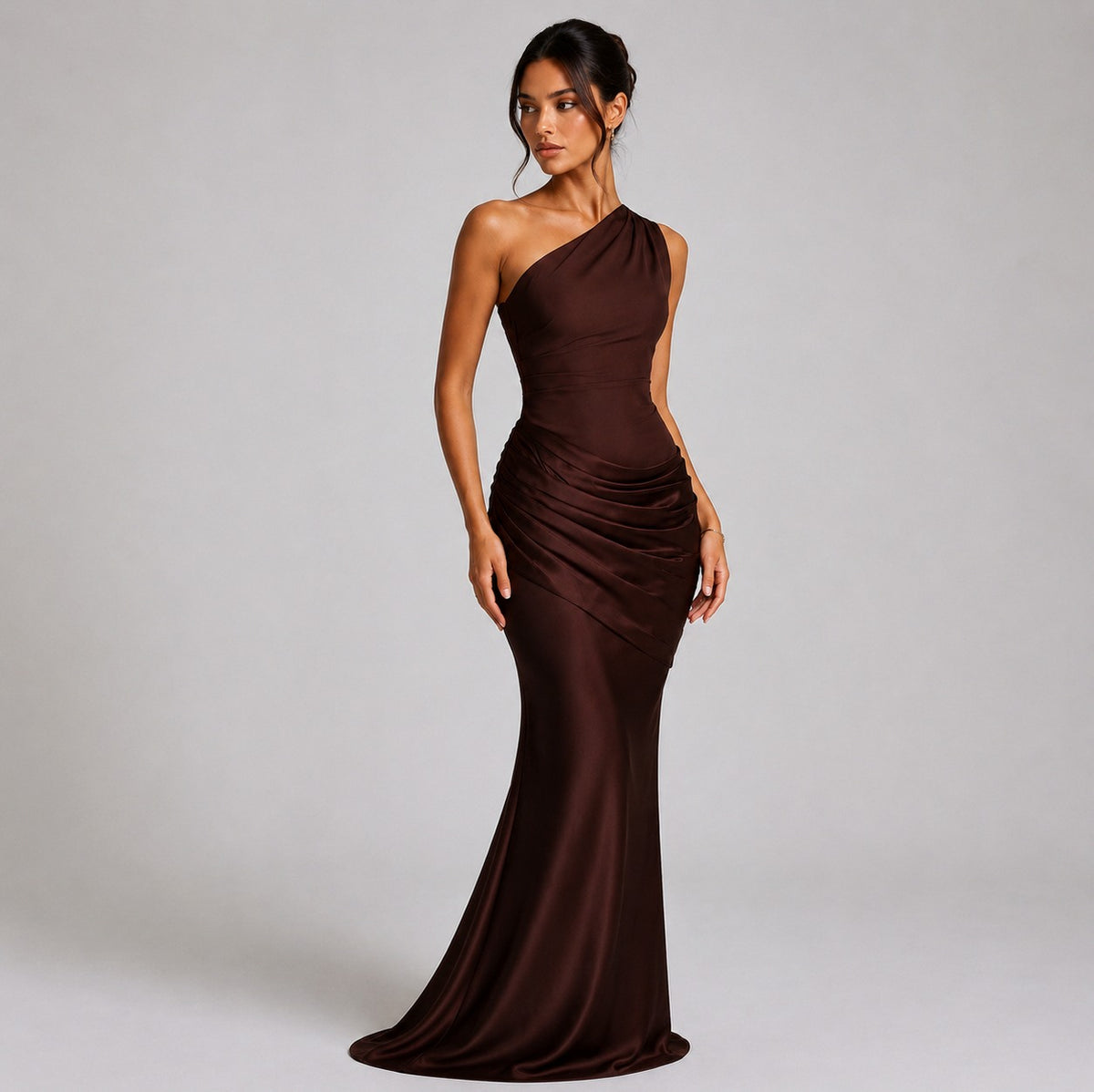 Satin One Shoulder Mermaid Maxi Dress