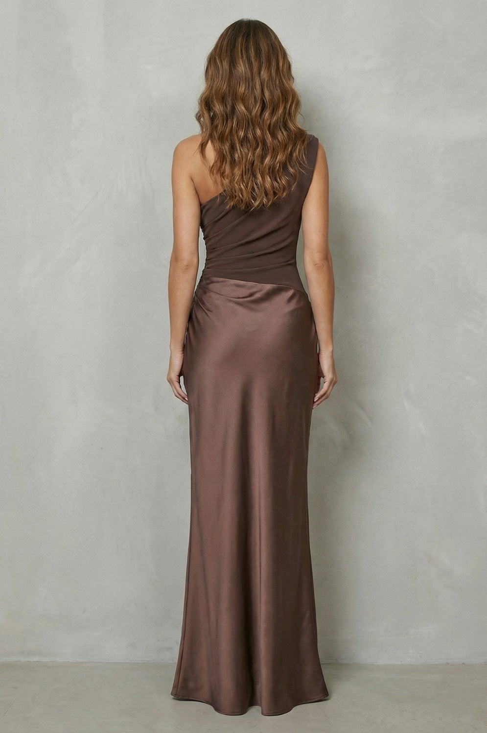 Satin One Shoulder Maxi Dress