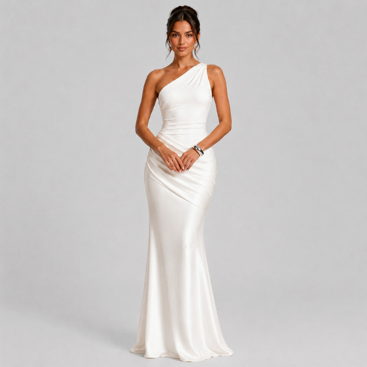 Satin One Shoulder Mermaid Maxi Dress