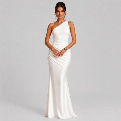Satin One Shoulder Mermaid Maxi Dress