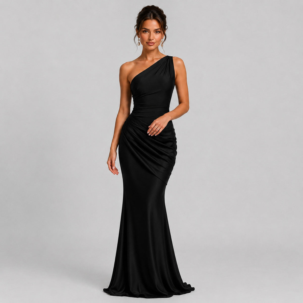 Satin One Shoulder Mermaid Maxi Dress