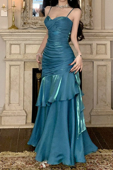 Satin Sweetheart Ruched Maxi Dress