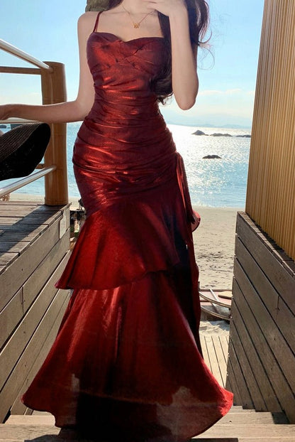 Satin Sweetheart Ruched Maxi Dress