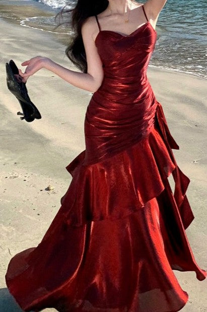 Satin Sweetheart Ruched Maxi Dress