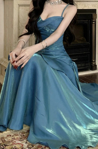 Satin Sweetheart Ruched Maxi Dress