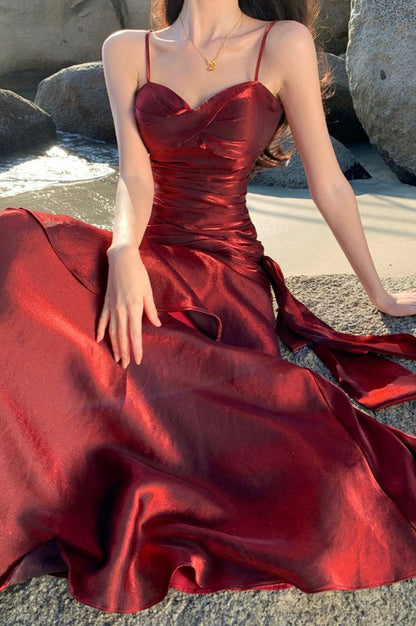 Satin Sweetheart Ruched Maxi Dress