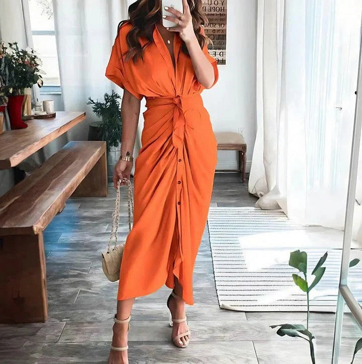 Satin Tie Waist Midi Dress