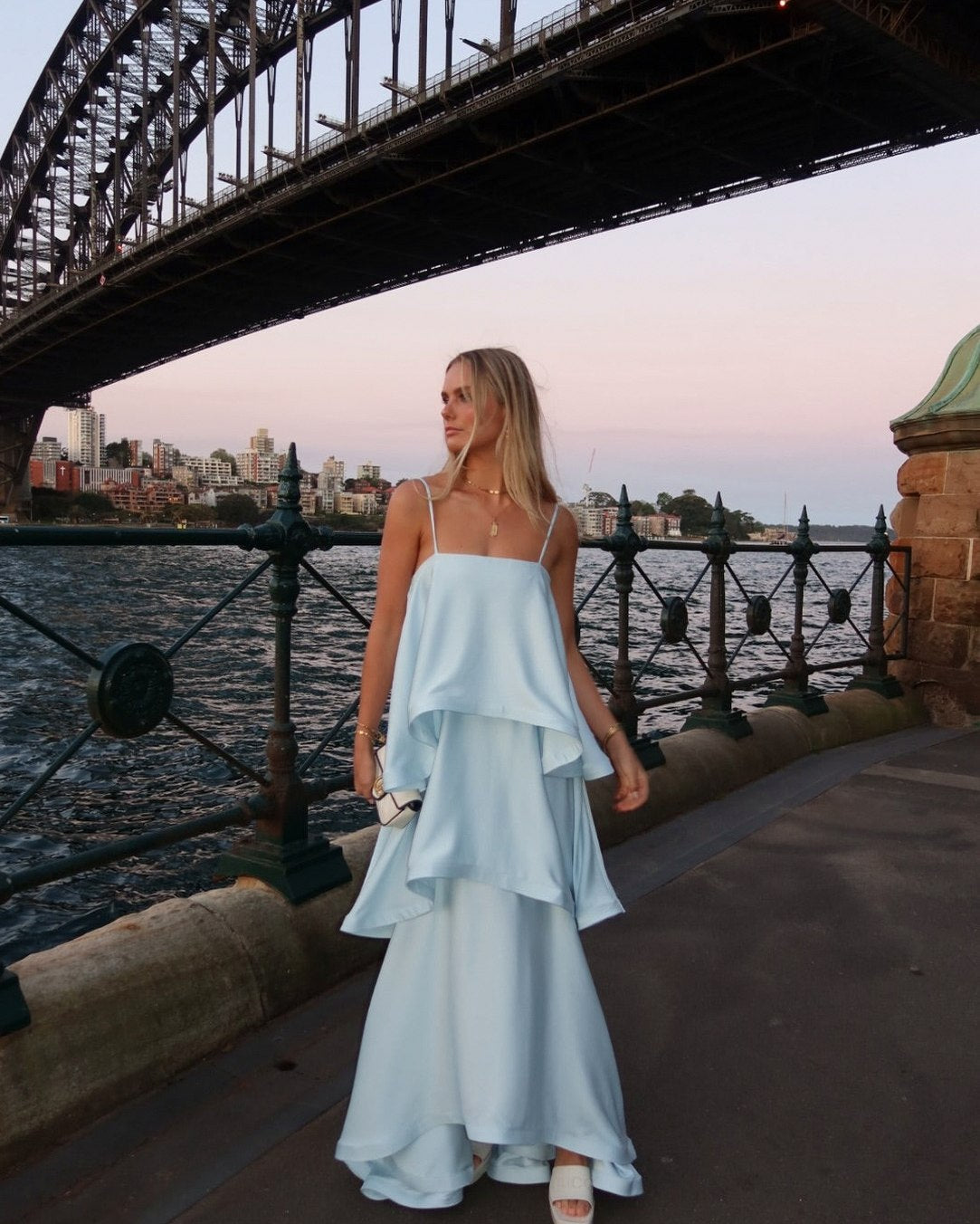 Satin Tiered Backless Maxi Dress