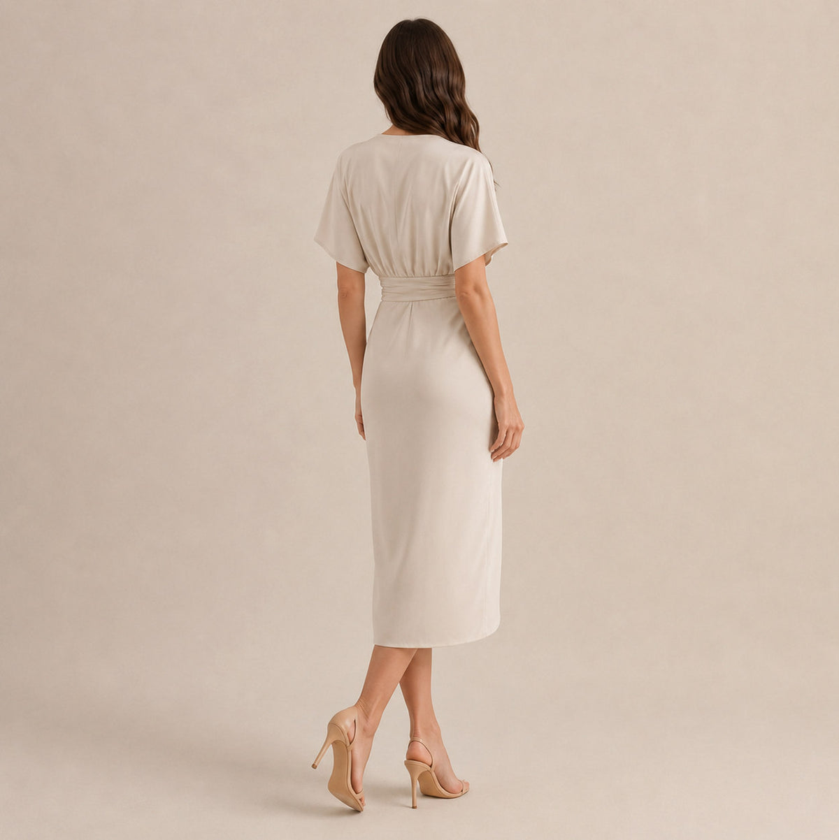 Satin Twist Front Midi Dress