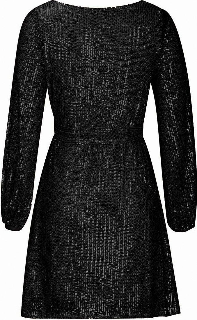 Sequin Balloon Sleeve Mini Dress