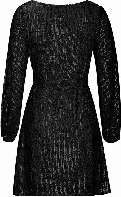 Sequin Balloon Sleeve Mini Dress