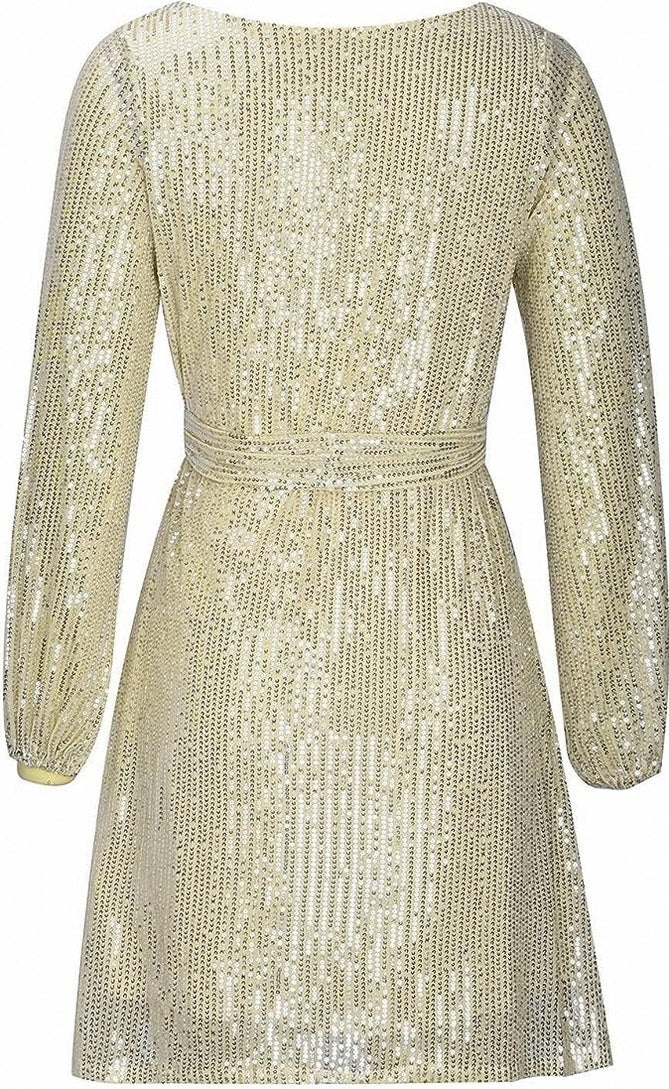 Sequin Balloon Sleeve Mini Dress