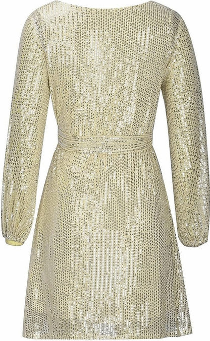 Sequin Balloon Sleeve Mini Dress