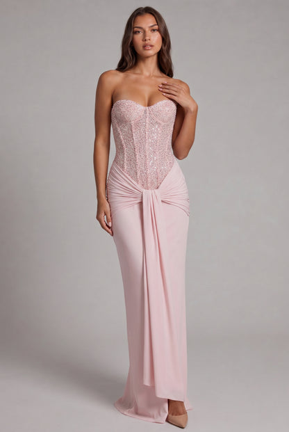 Sequin Corset Strapless Maxi Dress
