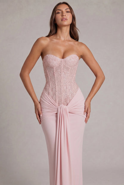 Sequin Corset Strapless Maxi Dress