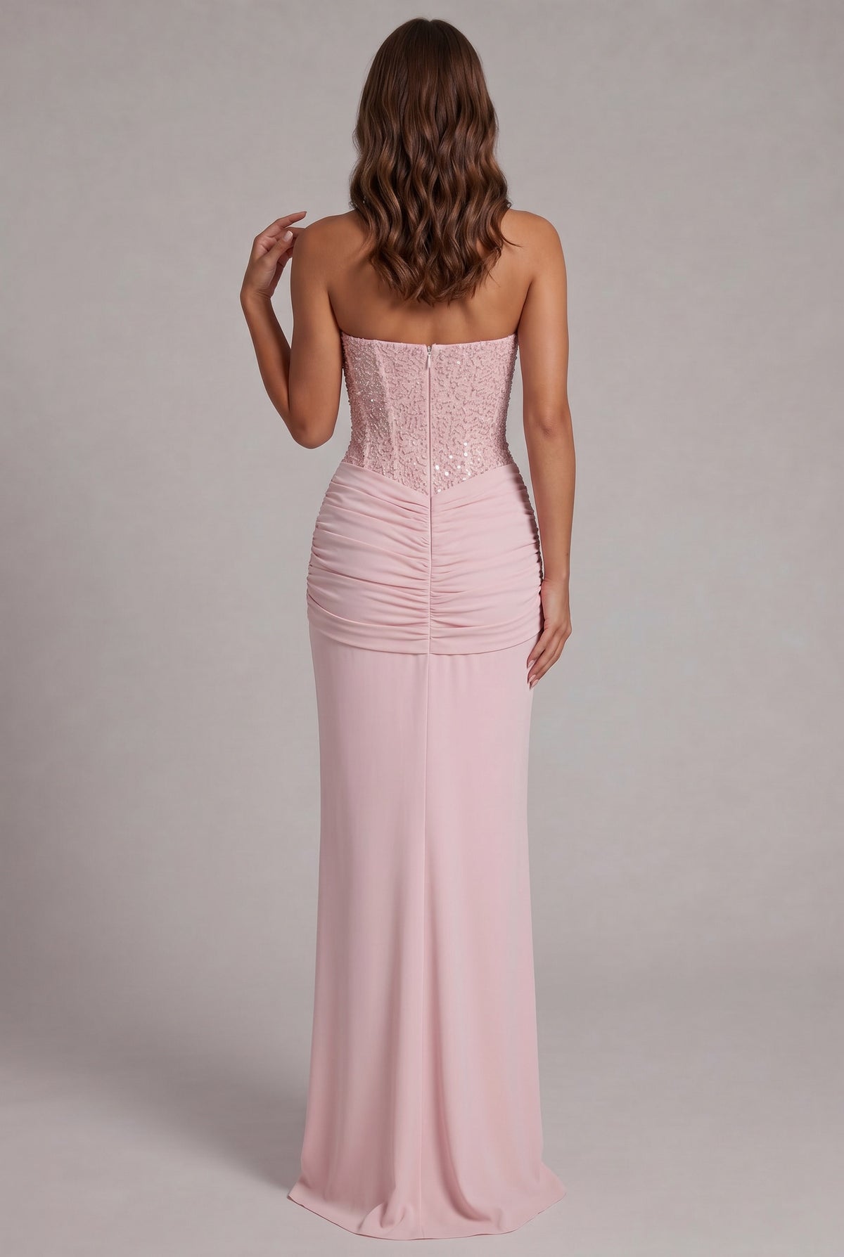 Sequin Corset Strapless Maxi Dress