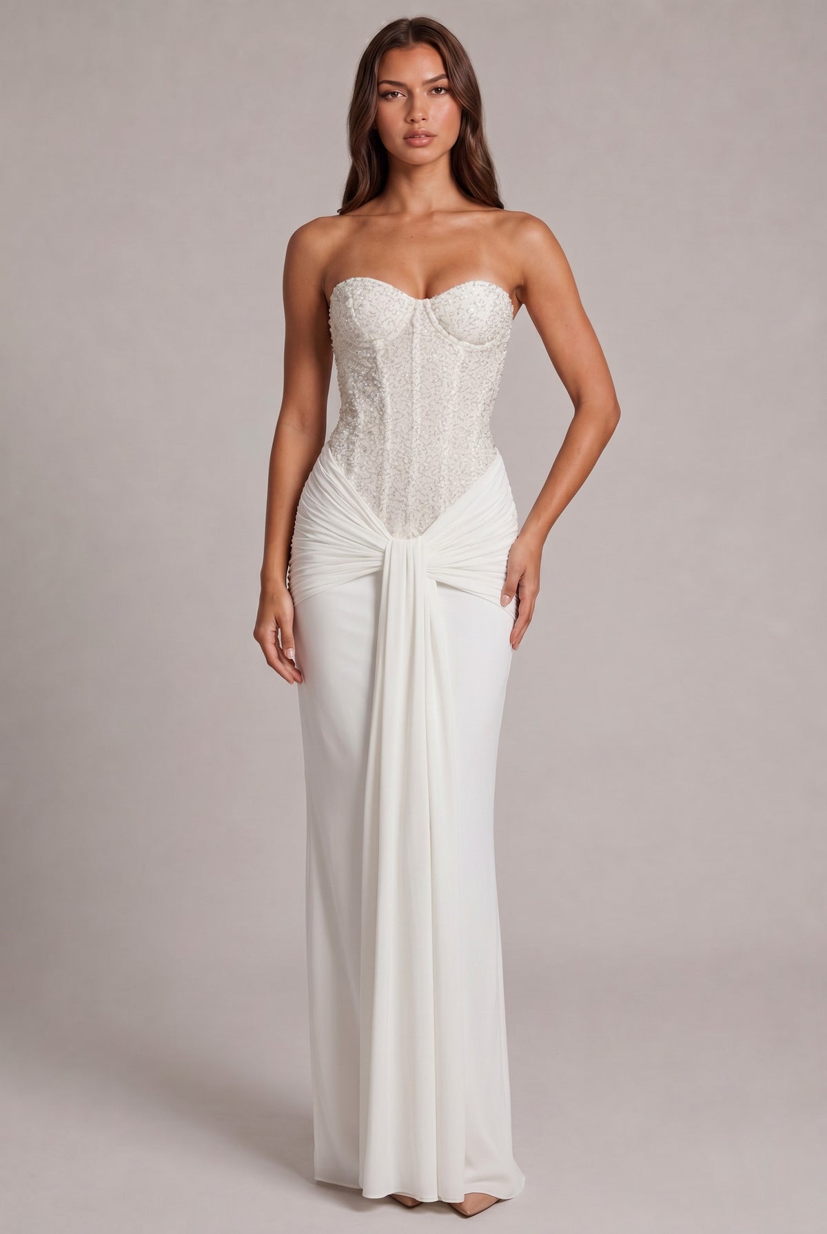 Sequin Corset Strapless Maxi Dress