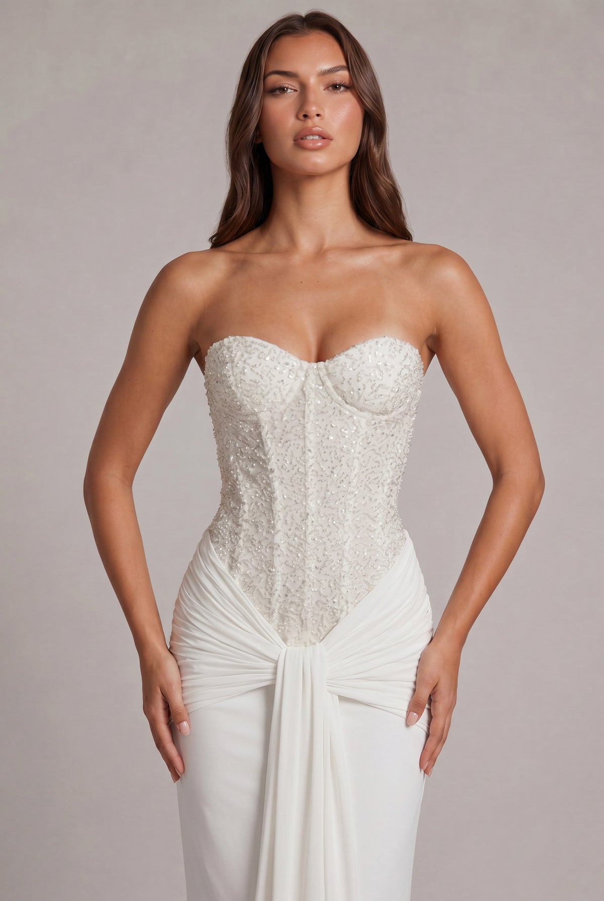 Sequin Corset Strapless Maxi Dress