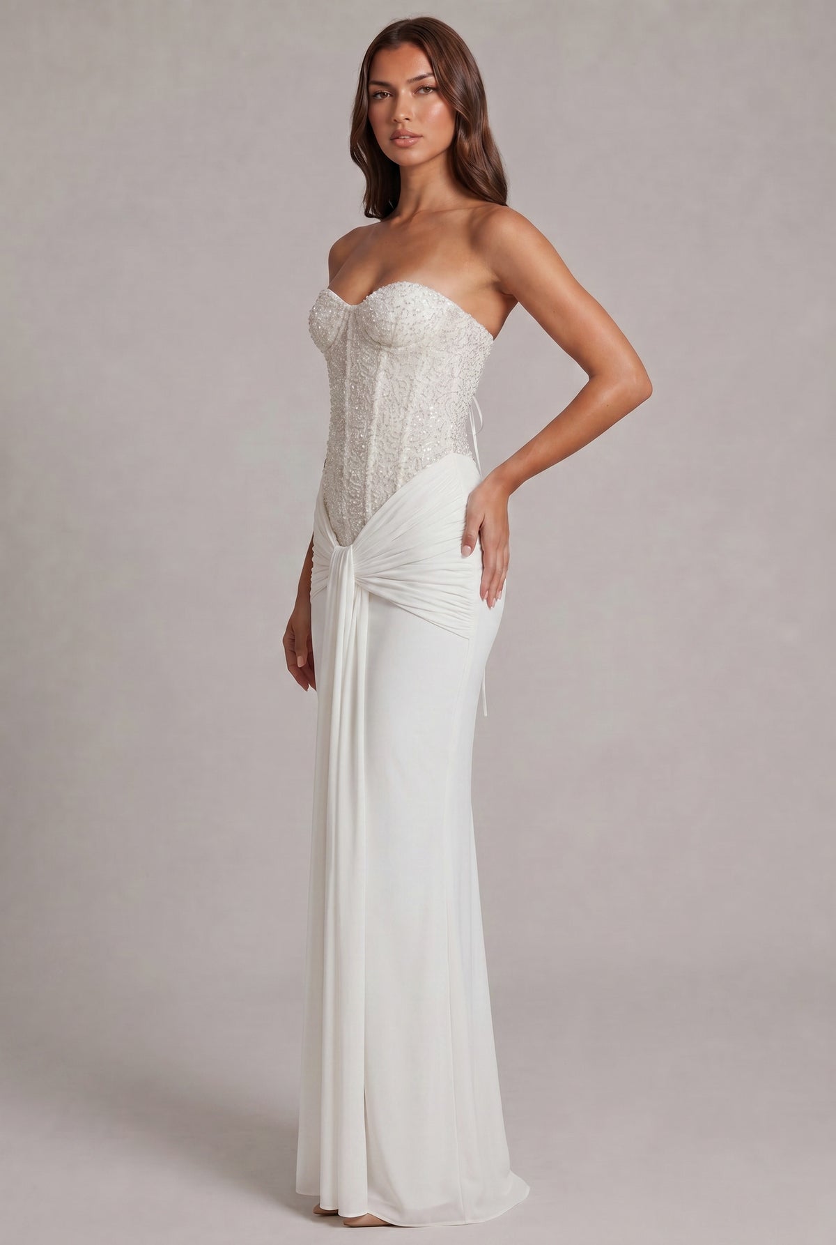Sequin Corset Strapless Maxi Dress
