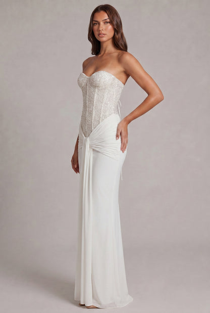 Sequin Corset Strapless Maxi Dress