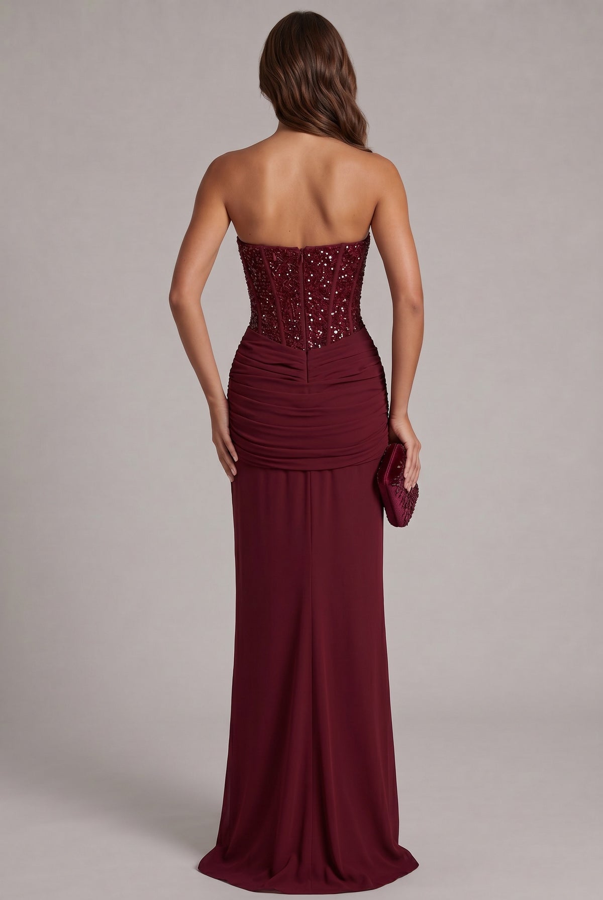 Sequin Corset Strapless Maxi Dress