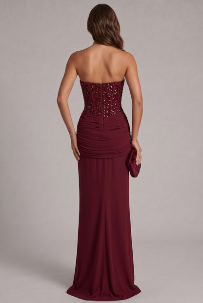 Sequin Corset Strapless Maxi Dress