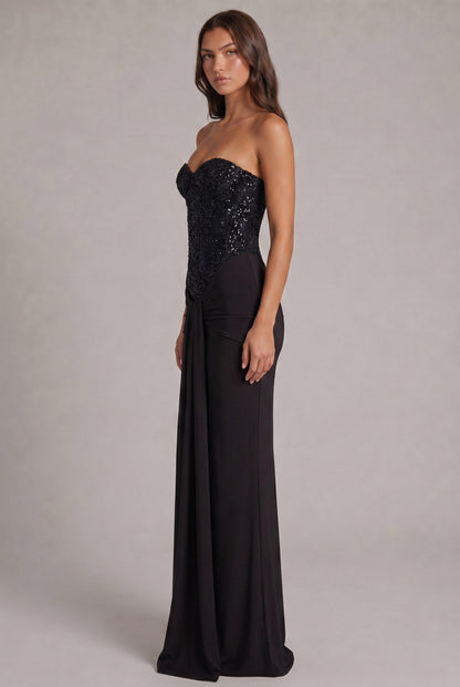 Sequin Corset Strapless Maxi Dress