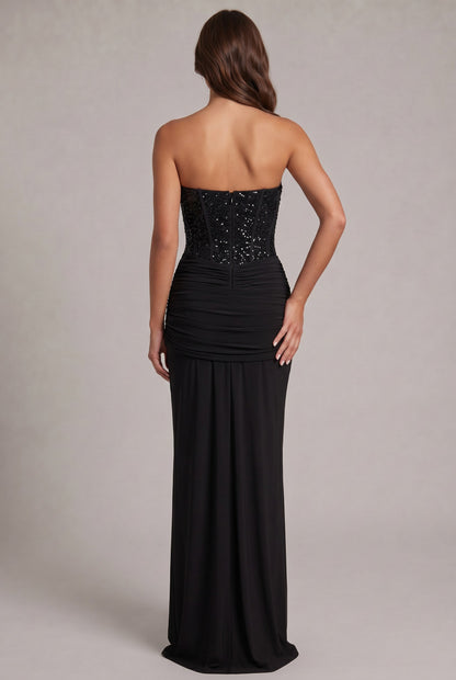 Sequin Corset Strapless Maxi Dress
