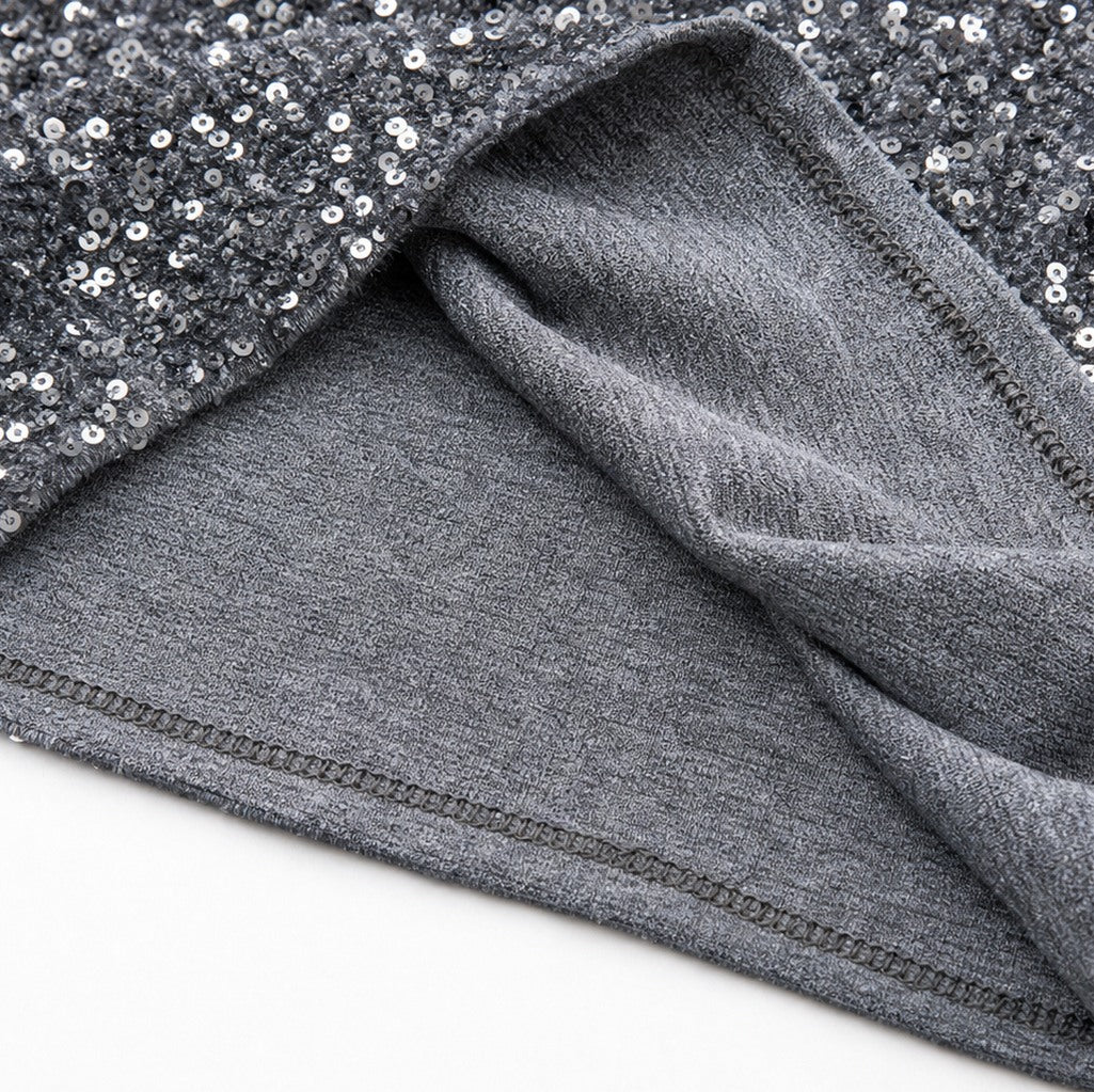 Sequin Drawstring Wide Leg Pants
