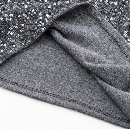 Sequin Drawstring Wide Leg Pants