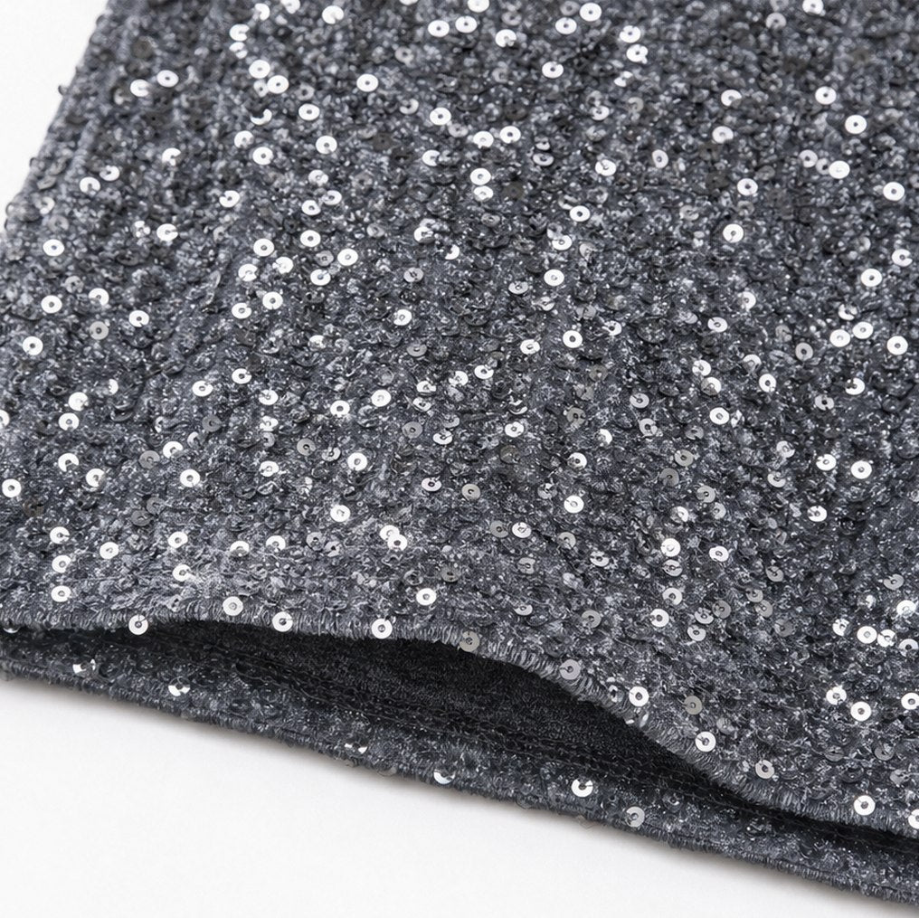 Sequin Drawstring Wide Leg Pants