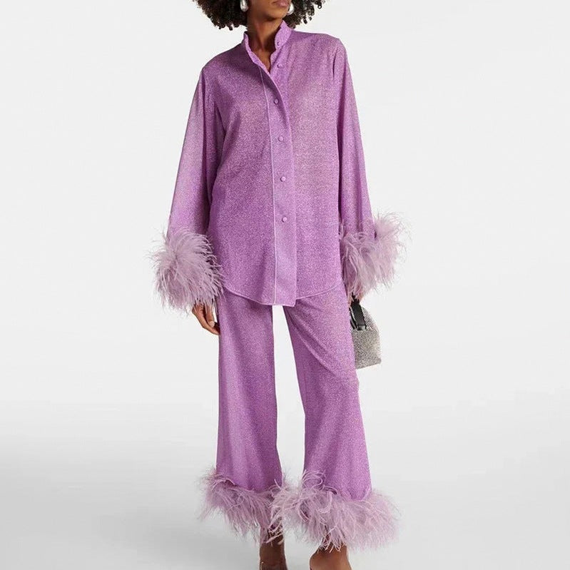 Sequin Fringe Long Sleeve Set