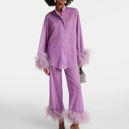 Sequin Fringe Long Sleeve Set