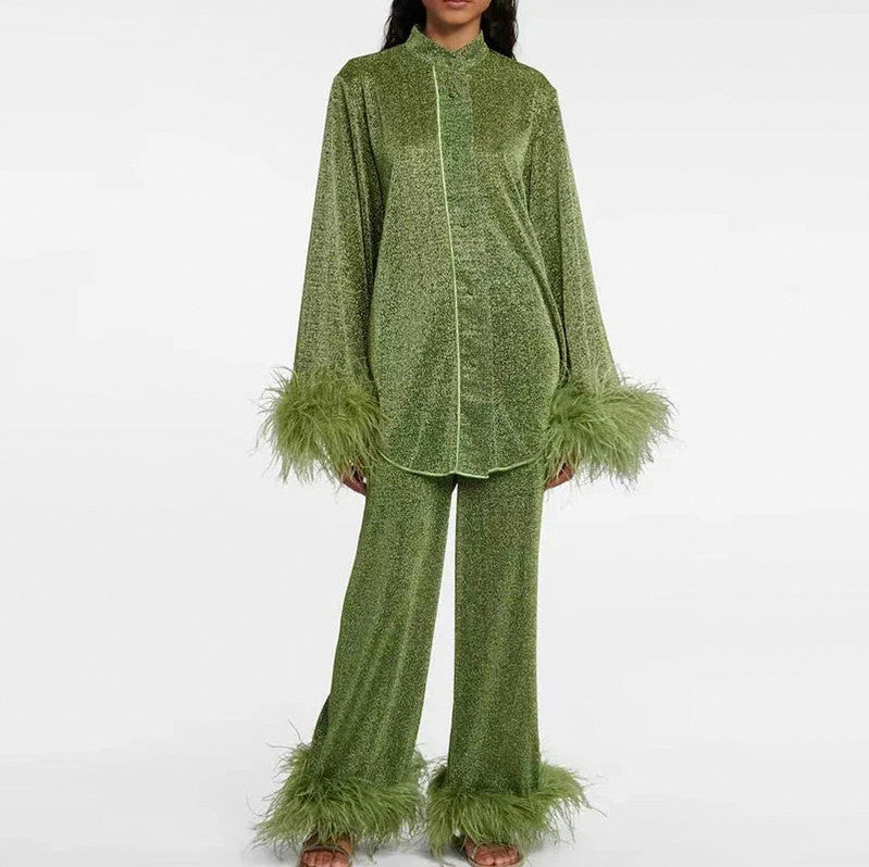 Sequin Fringe Long Sleeve Set