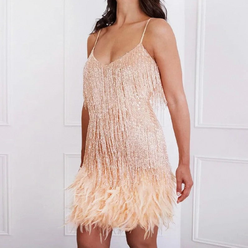 Sequin Fringe Mini Dress