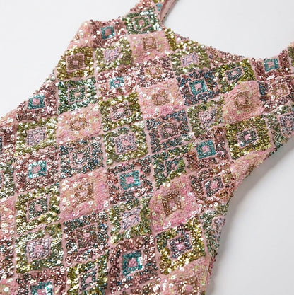 Sequin Geometric Mini Dress