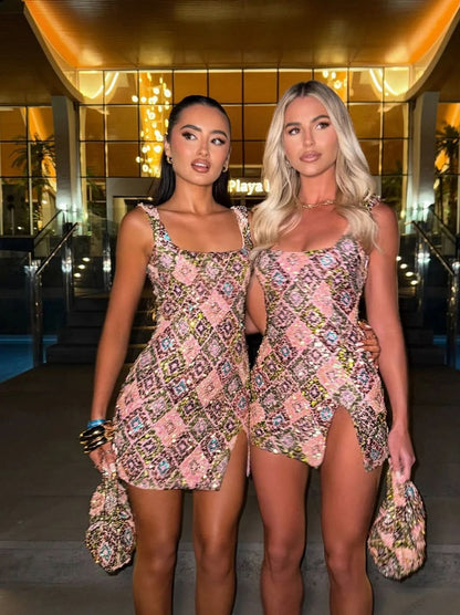 Sequin Geometric Mini Dress