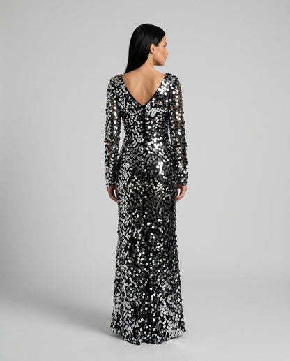 Sequin Long Sleeve Maxi Dress