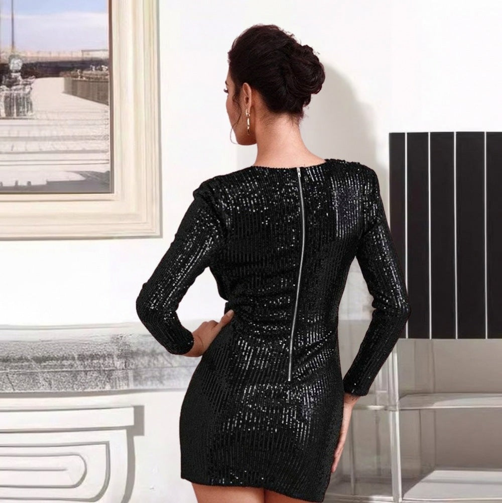 Sequin Long Sleeve Mini Dress