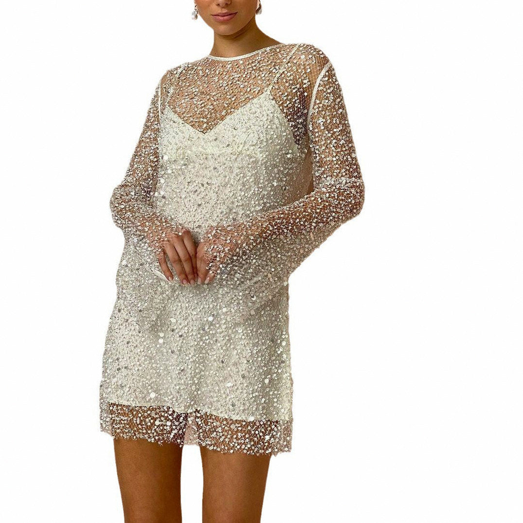 Sequin Long Sleeve Mini Dress