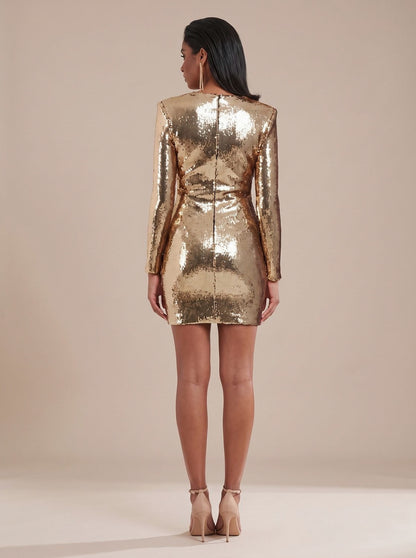 Sequin Long Sleeve Mini Dress