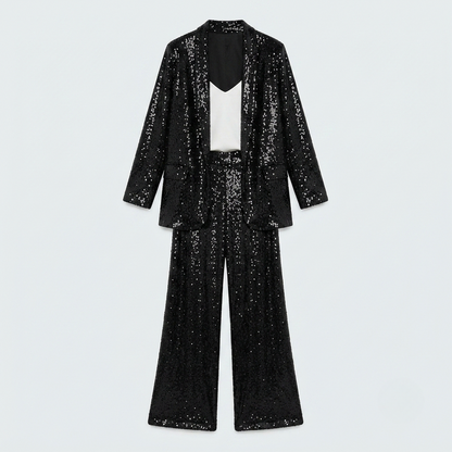 Sequin Long Sleeve Open Front Blazer