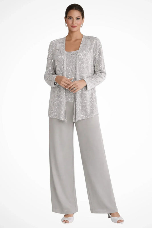 Sequin Long Sleeve Wide Leg Matching Set