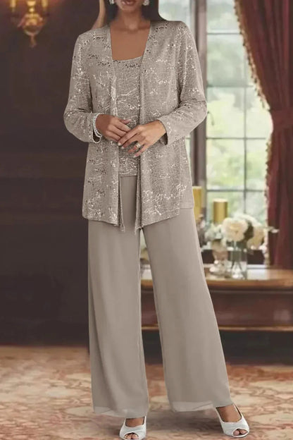 Sequin Long Sleeve Wide Leg Matching Set
