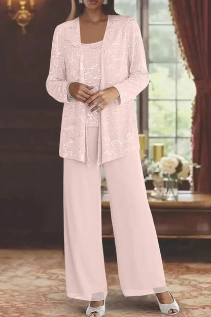 Sequin Long Sleeve Wide Leg Matching Set