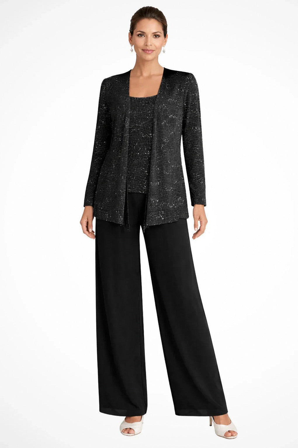 Sequin Long Sleeve Wide Leg Matching Set