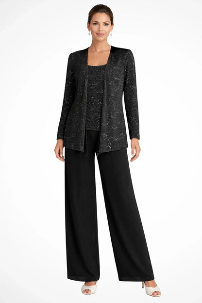 Sequin Long Sleeve Wide Leg Matching Set