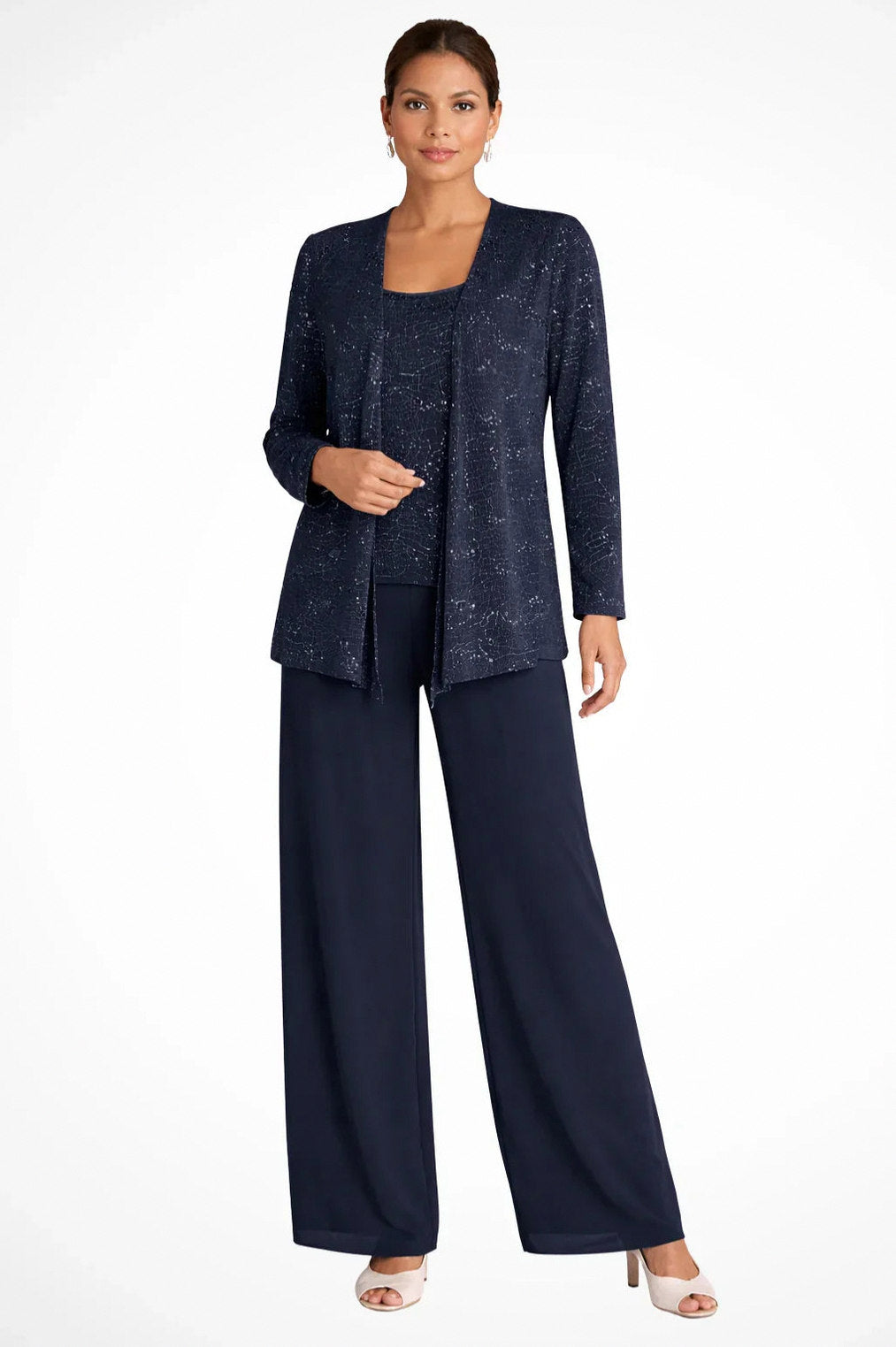 Sequin Long Sleeve Wide Leg Matching Set