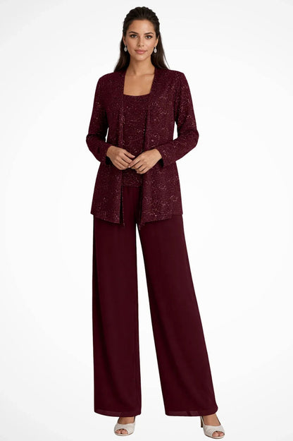 Sequin Long Sleeve Wide Leg Matching Set